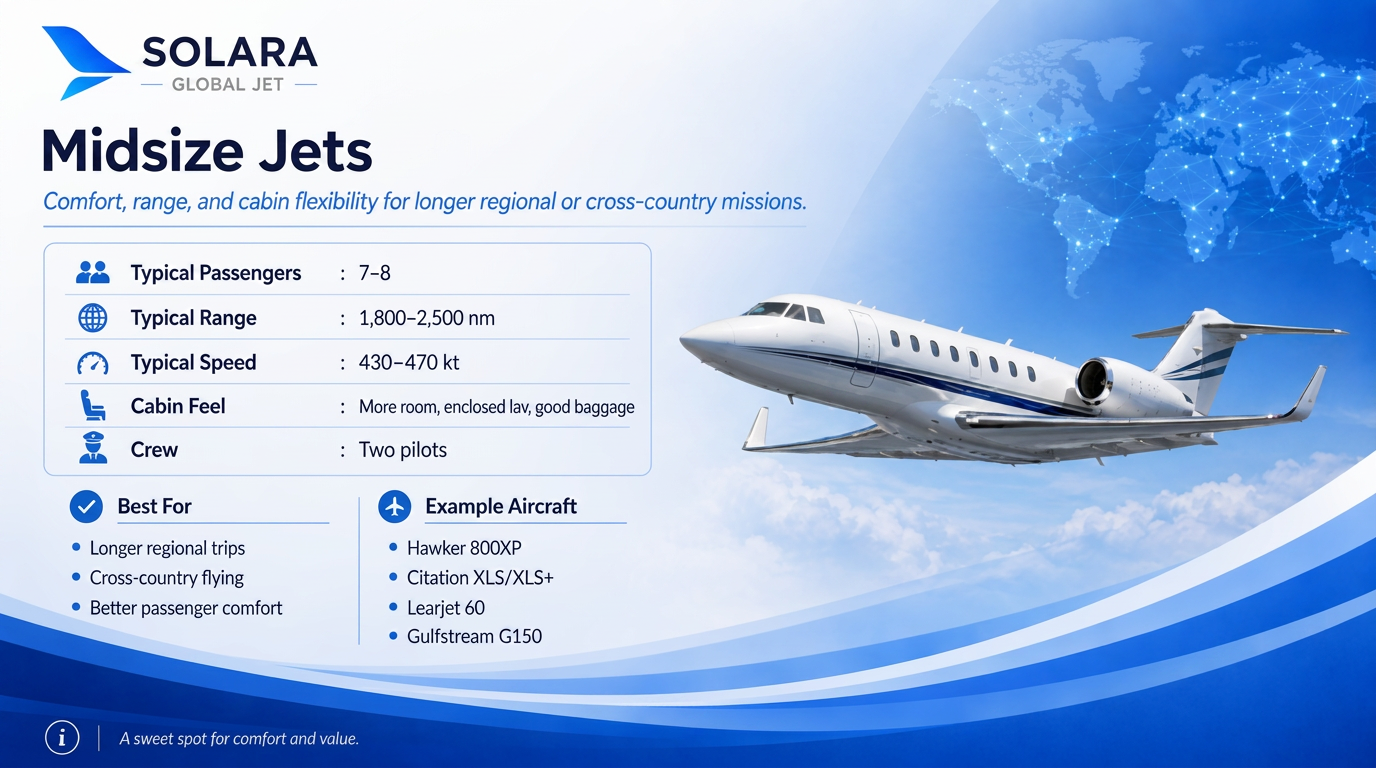 Midsize Jets — Solara Global Jet cheat sheet