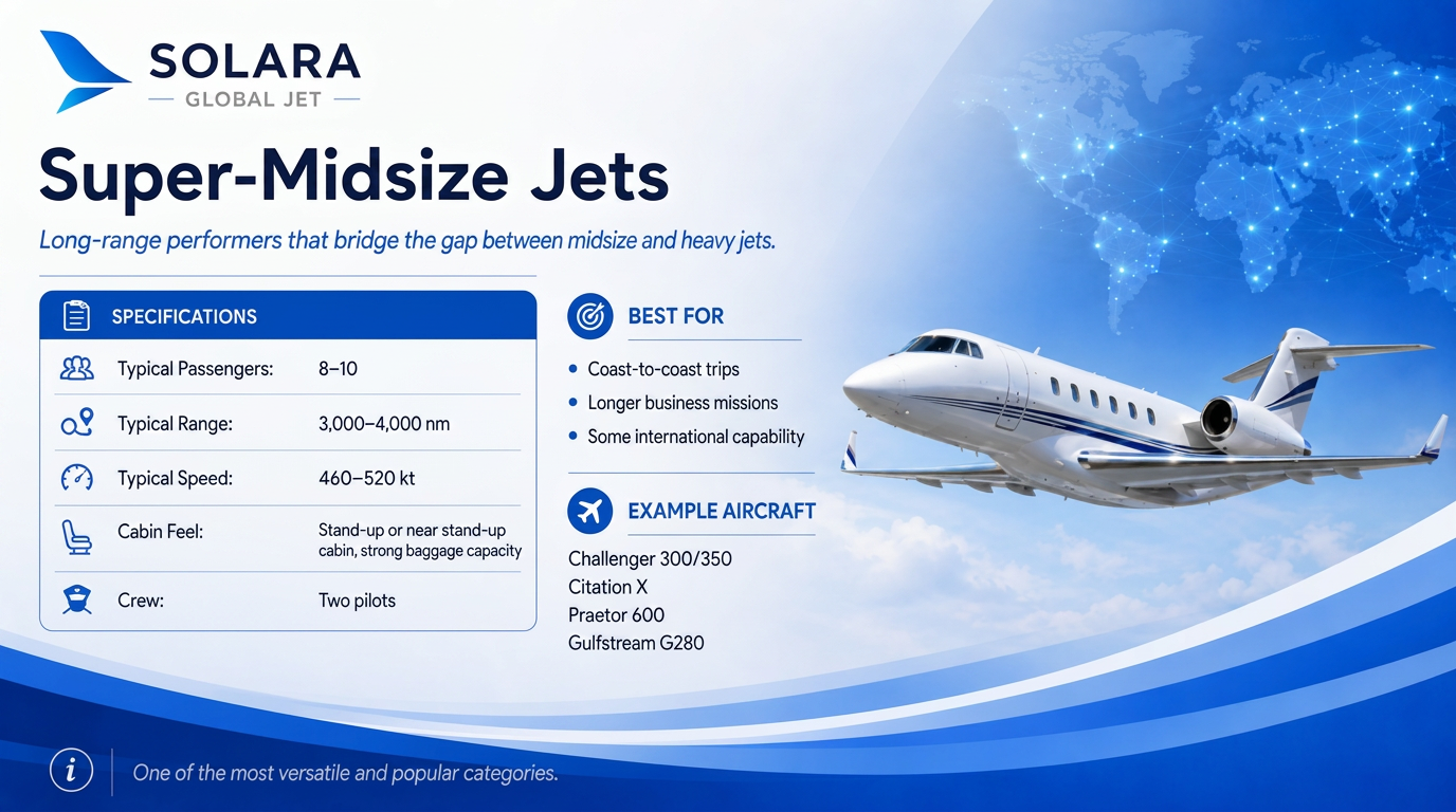 Super-Midsize Jets — Solara Global Jet cheat sheet